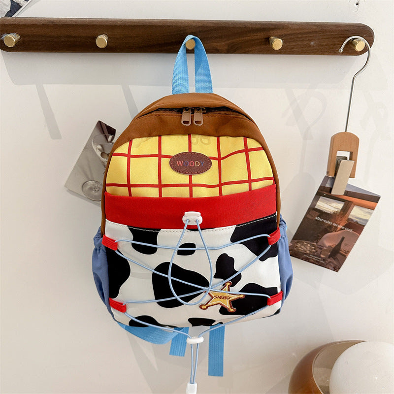 Cowboy Western Plaid Kids Backpack — Cow Print Lightweight School Bag