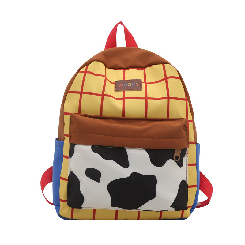 Cowboy Western Plaid Kids Backpack — Cow Print Lightweight School Bag