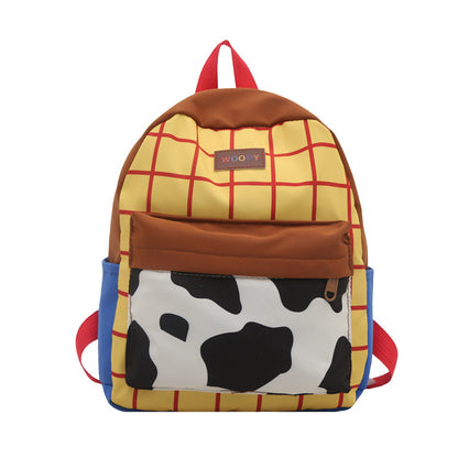 Cowboy Western Plaid Kids Backpack — Cow Print Lightweight School Bag