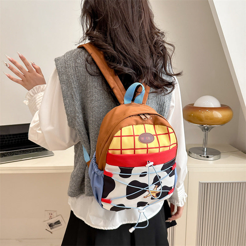 Cowboy Western Plaid Kids Backpack — Cow Print Lightweight School Bag