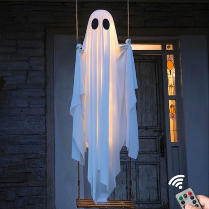 Large Glowing LED Skeleton Ghost – Halloween Hanging Yard &amp; Porch Decoration