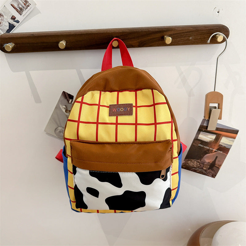 Cowboy Western Plaid Kids Backpack — Cow Print Lightweight School Bag