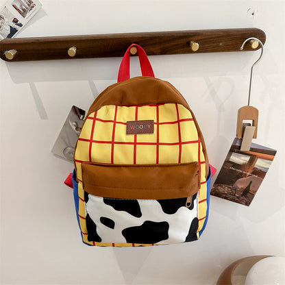 Cowboy Western Plaid Kids Backpack — Cow Print Lightweight School Bag