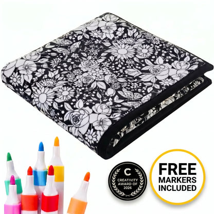 🌸 Kids Color & Wash Floral Coloring Blanket — Free Markers Included!