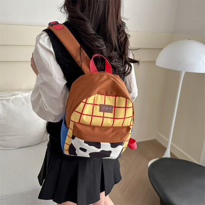 Cowboy Western Plaid Kids Backpack — Cow Print Lightweight School Bag
