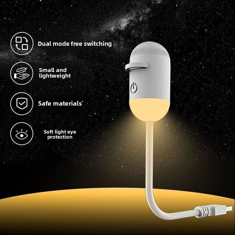 Galaxy Glow USB starry night sky projector lamp glowing on a nightstand